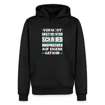 Ne parlez pas à un forgeron stressé ! - Sweat à capuche Premium bio Homme - noir - Devant - Nico (187cm)
