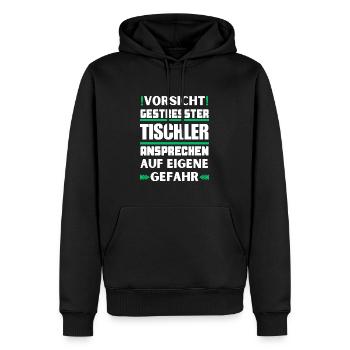 Ne parlez pas à des menuisiers stressés ! - Sweat à capuche Premium bio Homme - noir - Devant - Nico (187cm)