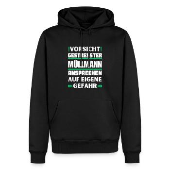 Don't talk to stressed garbage man! - Men’s Premium Organic Hoodie - black - Front - Nico (187cm)
