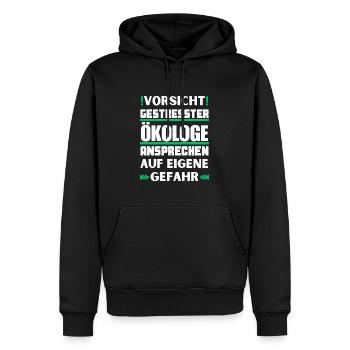 Don't talk to stressed ecologists! - Men’s Premium Organic Hoodie - black - Front - Nico (187cm)