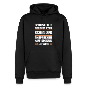 Ne parlez pas à des serruriers stressés ! - Sweat à capuche Premium bio Homme - noir - Devant - Nico (187cm)
