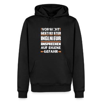 Don't talk to stressed engineer! - Men’s Premium Organic Hoodie - black - Front - Nico (187cm)