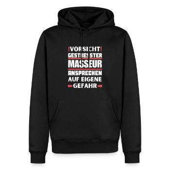 Ne parlez pas à un masseur stressé ! - Sweat à capuche Premium bio Homme - noir - Devant - Nico (187cm)