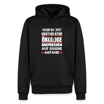 Don't talk to stressed ecologists! - Men’s Premium Organic Hoodie - black - Front - Nico (187cm)