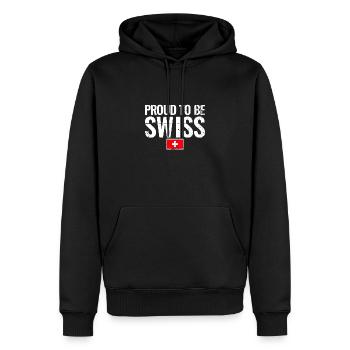 Fier d’être suisse Suisse Drapeau suisse - Sweat à capuche Premium bio Homme - noir - Devant - Nico (187cm)