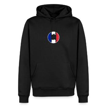 France Carte Drapeau français Français - Sweat à capuche Premium bio Homme - noir - Devant - Nico (187cm)