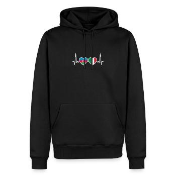 Aserbaidschan Italien Herzschlag Flagge - Männer Premium Bio Hoodie - Schwarz - Vorne - Nico (187cm)