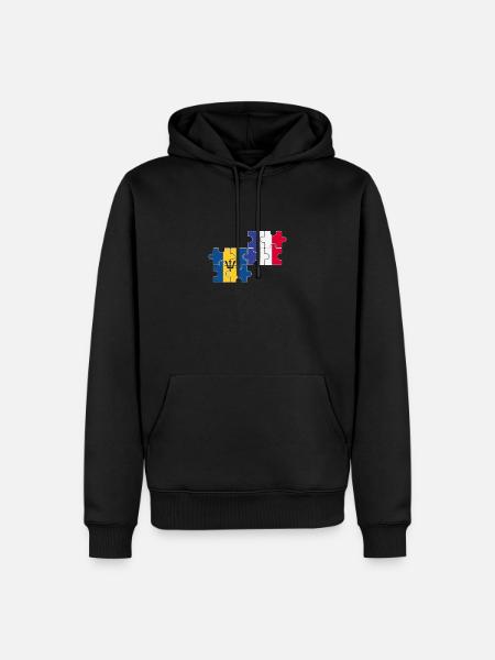 Barbade France Drapeau Barbadiens - Sweat à capuche Premium bio Homme - noir
