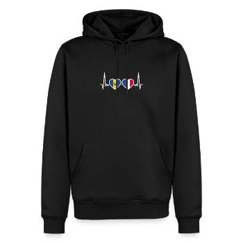 Barbados Frankreich Herzschlag Flagge - Männer Premium Bio Hoodie - Schwarz - Vorne - Nico (187cm)