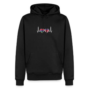 Gambia UK Herzschlag Flagge Britisch Gambisch - Männer Premium Bio Hoodie - Schwarz - Vorne - Nico (187cm)