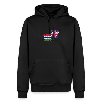 Gambie, Drapeau britannique, Gambien - Sweat à capuche Premium bio Homme - noir - Devant - Nico (187cm)