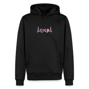 Gambia USA Herzschlag Flagge Amerikanisch Gambisch - Männer Premium Bio Hoodie - Schwarz - Vorne - Nico (187cm)