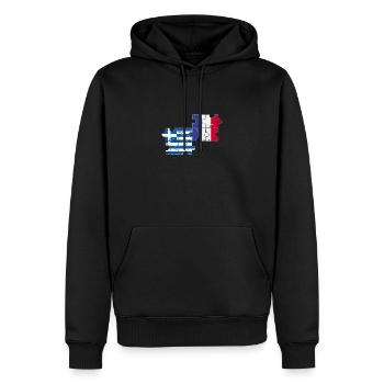 Grèce France Vintage Drapeau Grec - Sweat à capuche Premium bio Homme - noir - Devant - Nico (187cm)