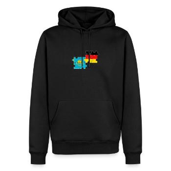 Kazakhstan Allemagne Drapeau allemand Kazakh - Sweat à capuche Premium bio Homme - noir - Devant - Nico (187cm)