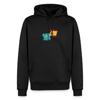 Kazakhstan Espagne Drapeau Vintage Espagnol Kazakh - Sweat à capuche Premium bio Homme - noir - Devant - Nico (187cm)
