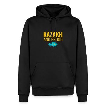 Kazakh And Proud Kasachstan Kasachische Flagge - Männer Premium Bio Hoodie - Schwarz - Vorne - Nico (187cm)