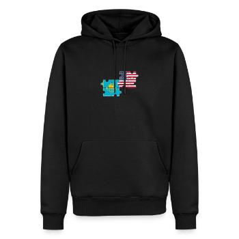 Kazakhstan USA Flag Kazakh américain - Sweat à capuche Premium bio Homme - noir - Devant - Nico (187cm)