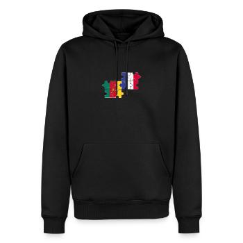 Cameroun France Drapeau Français Camerounais - Sweat à capuche Premium bio Homme - noir - Devant - Nico (187cm)