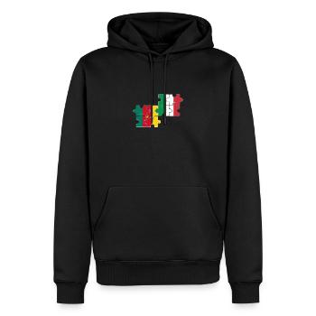 Cameroun Italie Drapeau Italiens Camerounais - Sweat à capuche Premium bio Homme - noir - Devant - Nico (187cm)