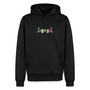 Irland Italien Vintage Herzschlag Flagge - Männer Premium Bio Hoodie - Schwarz - Vorne - Nico (187cm)