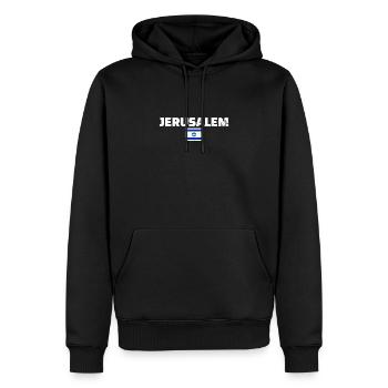 Jerusalem Vintage Israel Israelische Flagge - Männer Premium Bio Hoodie - Schwarz - Vorne - Nico (187cm)