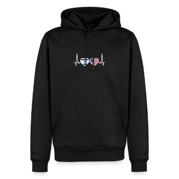 Israel USA Herzschlag Flagge Amerikanisch Israeli - Männer Premium Bio Hoodie - Schwarz - Vorne - Nico (187cm)
