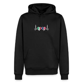 Italie France Heartbeat Flag Italien - Sweat à capuche Premium bio Homme - noir - Devant - Nico (187cm)