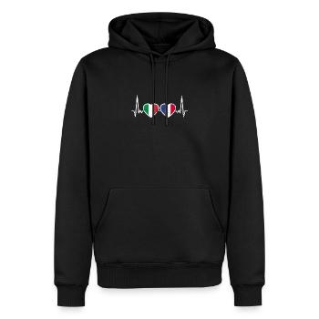 Italie France Vintage Heartbeat Flag - Sweat à capuche Premium bio Homme - noir - Devant - Nico (187cm)
