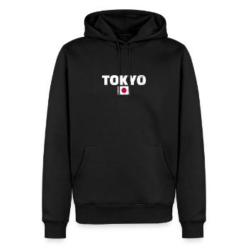 Tokyo Vintage Japan Japanische Flagge Japaner - Männer Premium Bio Hoodie - Schwarz - Vorne - Nico (187cm)