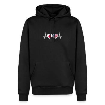 Japon États-Unis Heartbeat Flag Américain Japonais - Sweat à capuche Premium bio Homme - noir - Devant - Nico (187cm)