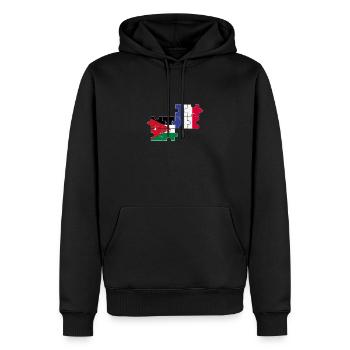 Jordanie France Drapeau Français Jordaniens - Sweat à capuche Premium bio Homme - noir - Devant - Nico (187cm)