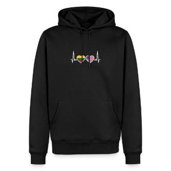 Litauen USA Herzschlag Flagge Litauisch - Männer Premium Bio Hoodie - Schwarz - Vorne - Nico (187cm)