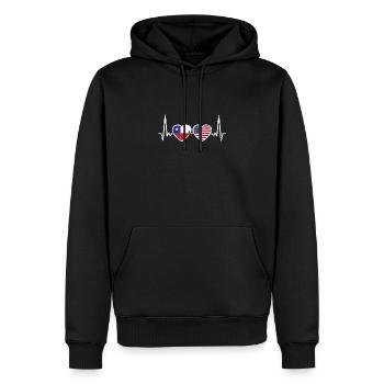 Chile USA Vintage Heartbeat Flag Chilean - Men’s Premium Organic Hoodie - black - Front - Nico (187cm)