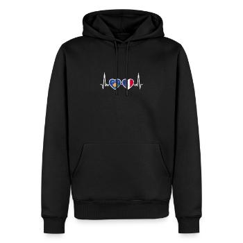 Kosovo France Vintage Heartbeat Flag - Men’s Premium Organic Hoodie - black - Front - Nico (187cm)