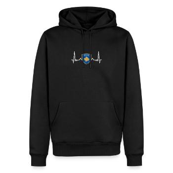 Kosovo Vintage Herzschlag Wappen Flagge Kosovar - Männer Premium Bio Hoodie - Schwarz - Vorne - Nico (187cm)