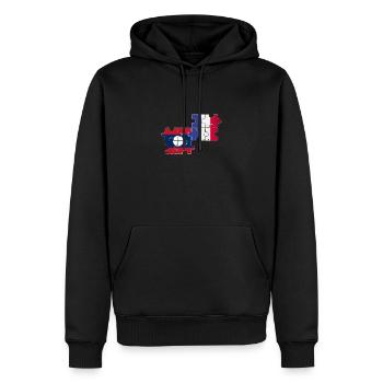 Laos France Vintage Flag Laotien Français - Sweat à capuche Premium bio Homme - noir - Devant - Nico (187cm)