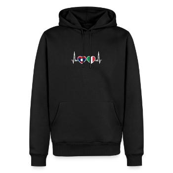 Laos Italie Heartbeat Flag Laotien italien - Sweat à capuche Premium bio Homme - noir - Devant - Nico (187cm)