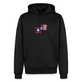 Laos USA Vintage Flag Laotien américain - Sweat à capuche Premium bio Homme - noir - Devant - Nico (187cm)