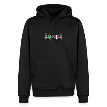 Mauritanie France Vintage Heartbeat Flag - Sweat à capuche Premium bio Homme - noir - Devant - Nico (187cm)