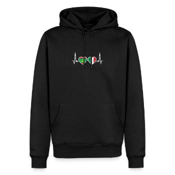 Mauritanie Italie Vintage Heartbeat Flag - Sweat à capuche Premium bio Homme - noir - Devant - Nico (187cm)