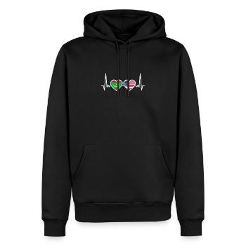 Mauretanien USA Herzschlag Flagge Mauretanier - Männer Premium Bio Hoodie - Schwarz - Vorne - Nico (187cm)