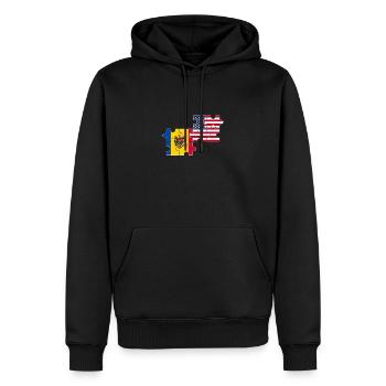 Moldavie États-Unis Drapeau Américain Moldave - Sweat à capuche Premium bio Homme - noir - Devant - Nico (187cm)