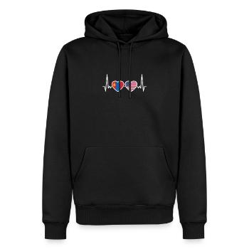 Mongolei USA Herzschlag Flagge Mongolisch - Männer Premium Bio Hoodie - Schwarz - Vorne - Nico (187cm)