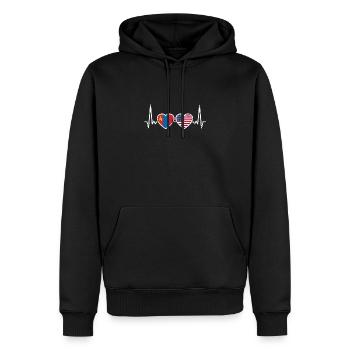 Mongolie États-Unis Vintage Heartbeat Flag Mongolis - Sweat à capuche Premium bio Homme - noir - Devant - Nico (187cm)