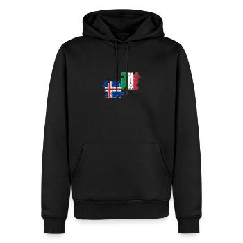Islande Italie Drapeau Vintage Italien Islandais - Sweat à capuche Premium bio Homme - noir - Devant - Nico (187cm)