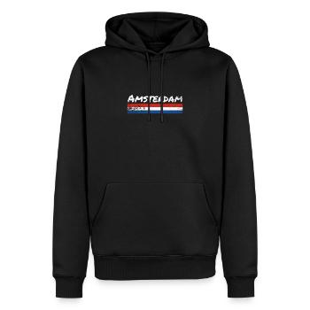 Amsterdam Niederlande Vintage Flagge - Männer Premium Bio Hoodie - Schwarz - Vorne - Nico (187cm)