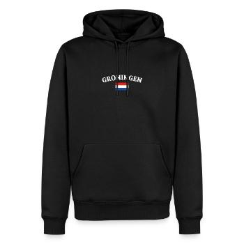 Groningue Pays-Bas Drapeau néerlandais - Sweat à capuche Premium bio Homme - noir - Devant - Nico (187cm)