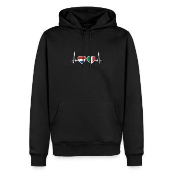 Niederlande Italien Vintage Herzschlag Flagge - Männer Premium Bio Hoodie - Schwarz - Vorne - Nico (187cm)