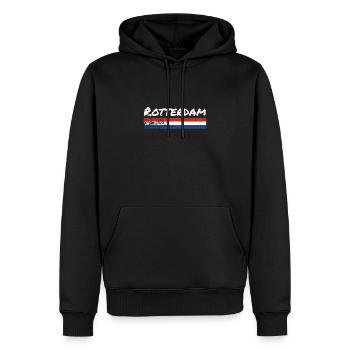Rotterdam, Pays-Bas, drapeau néerlandais - Sweat à capuche Premium bio Homme - noir - Devant - Nico (187cm)
