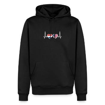 Pays-Bas États-Unis Heartbeat Flag Néerlandais - Sweat à capuche Premium bio Homme - noir - Devant - Nico (187cm)